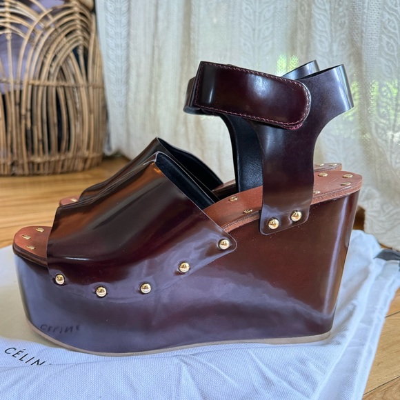 Céline Phoebe Philo Rare clogs platforms Spazzolato leather sandals 38 EU 8 - Picture 4 of 13